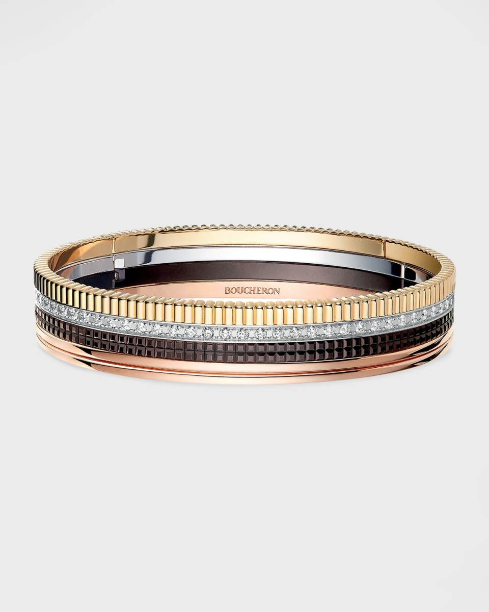 Quatre 18K Mixed Gold Diamond Bangle